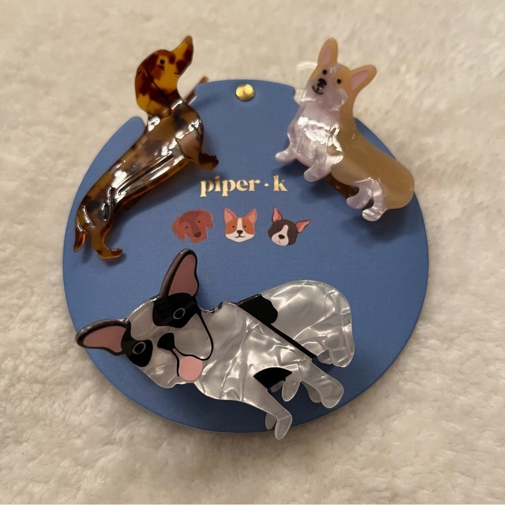 Piper K Dog Dachshund Boston Terrier Corgie Claw Hair Clips New With Tags - Picture 2 of 2